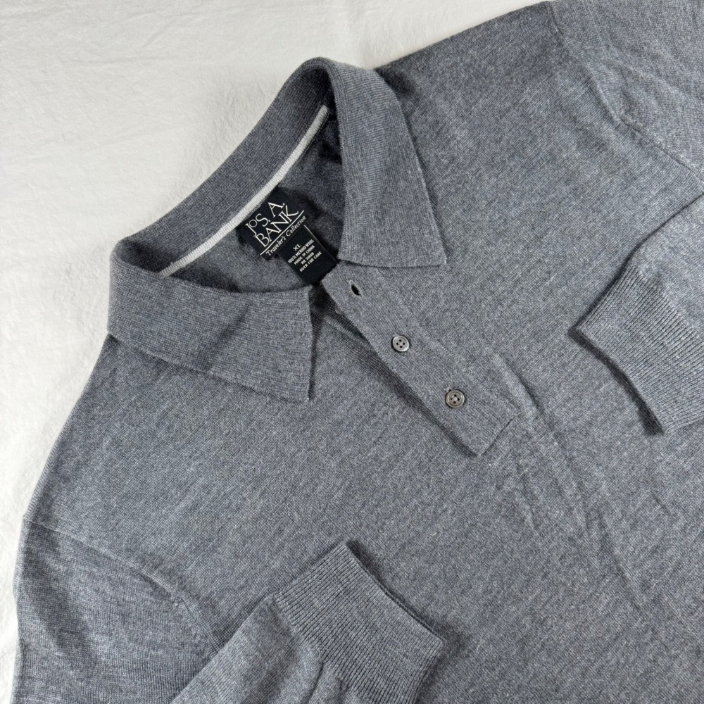 Jos. A. Bank Men's Size XL Gray 100% Merino Wool Traveler's Collection Sweater